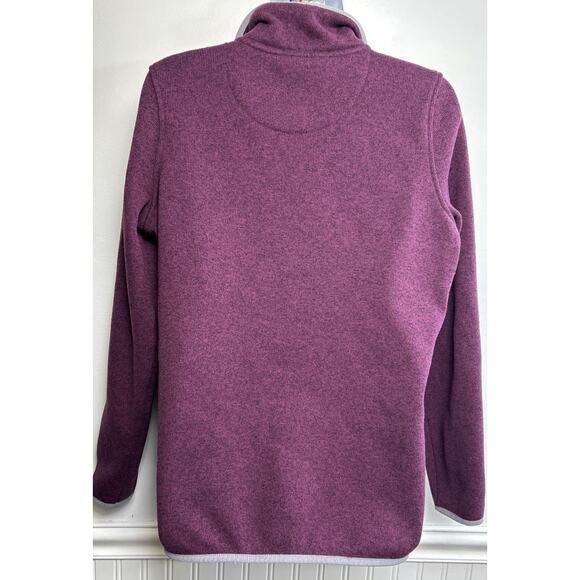 LL Bean Knit Jacket Sweater Pullover Womens M 1/4 T Snap Purple Logo Pullover - Picture 4 of 7
